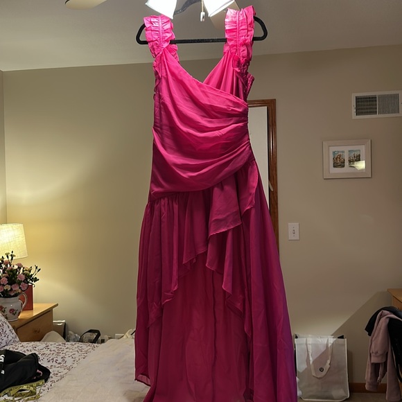 Abercrombie Pink Ruffle Strap High-Low Maxi Dress - Picture 14 of 14